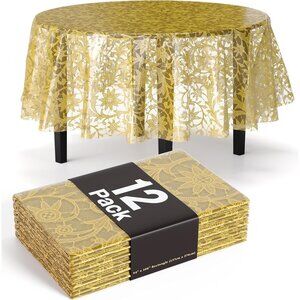 Spill-Resistant Gold Floral Lace Tablecloths - Perfect for Elegant Gatherings